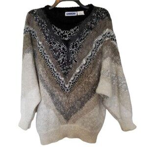 Vintage Mariea Kim Textured Art To Wear Wool Blend Dolman Sleeve Sweater Size L